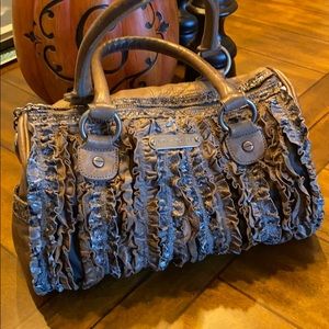 Betsy Johnson Rockstar ruffled satchel purse